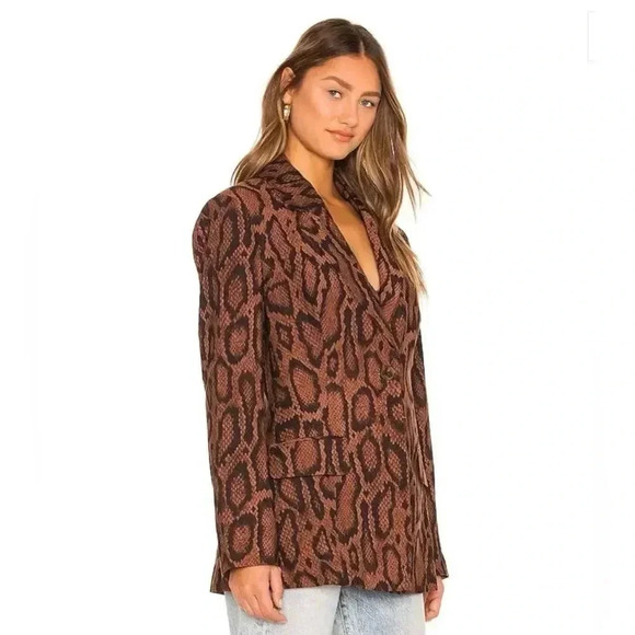 WEWOREWHAT SHAPED LONG BLAZER IN BROWN SNAKESKIN SZ 6 - Picture 14 of 16